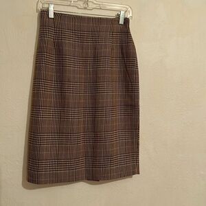 Vintage USA Paul Stanley Wool Glen Plaid Preppy  Houndstooth Skirt Size  6